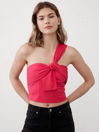 Knotted One-Shoulder Cropped Bustier | Banana Republic Factory