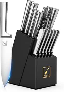 Amazon.com: Knife Set - imarku Kitchen Knife Set 15 Piece Japanese Stainless Steel Knife Block Se... | Amazon (US)