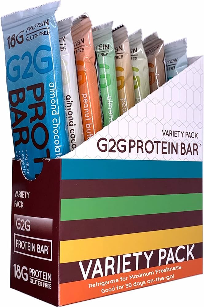 G2G Protein Bar, 8 Flavor Variety Pack, High Protein, Gluten-Free, Healthy Snack, Delicious Meal ... | Amazon (US)