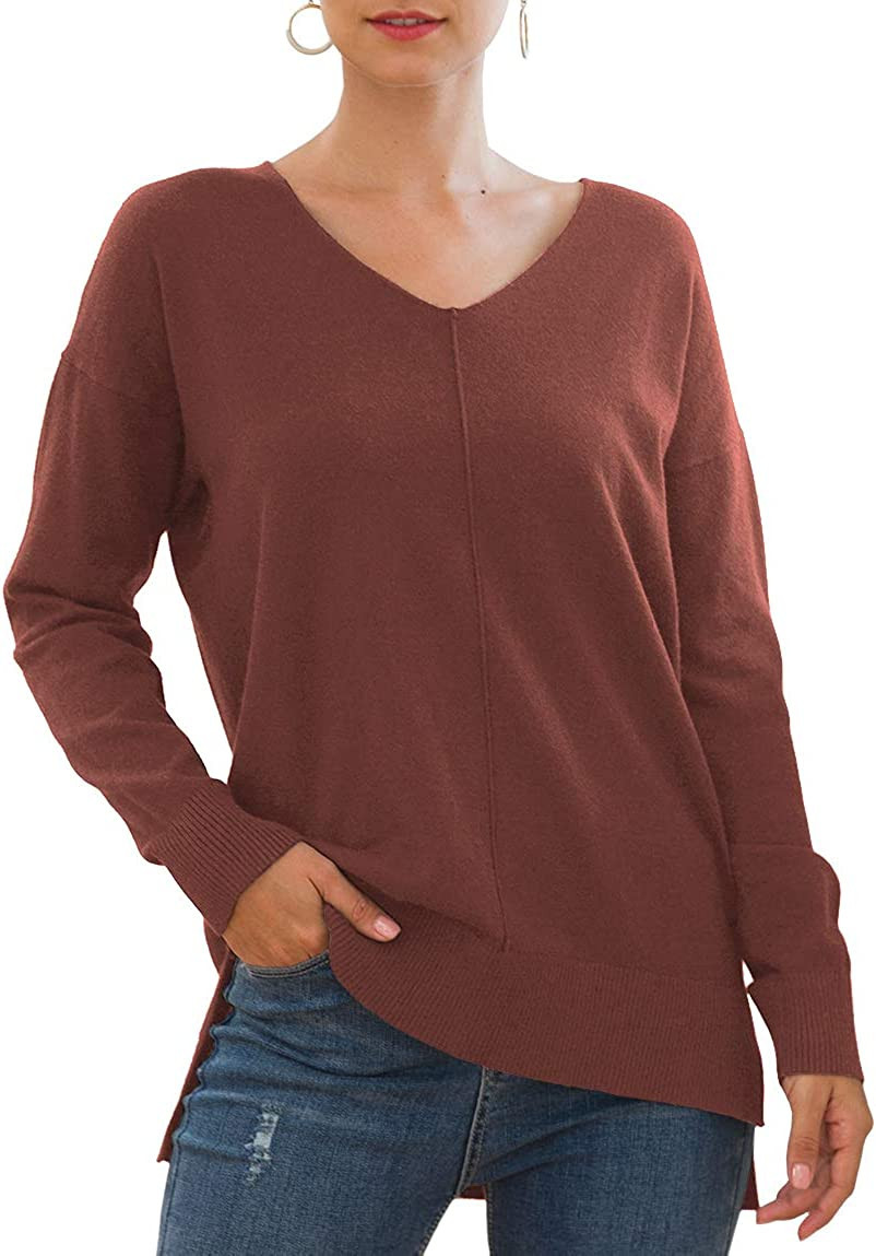 Jouica Women's Casual Lightweight V Neck Batwing Sleeve Knit Top Loose Pullover Sweater | Amazon (US)