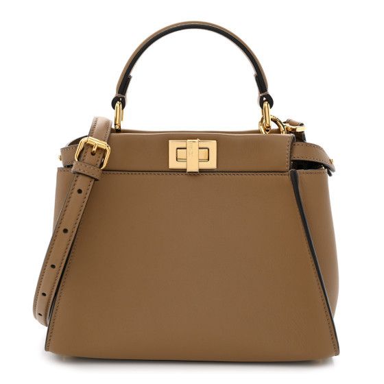 Vitello Seta Fabric Jacquard FF 1974 Mini Peekaboo Iconic Satchel Sand Tabacco Moro | FASHIONPHILE (US)