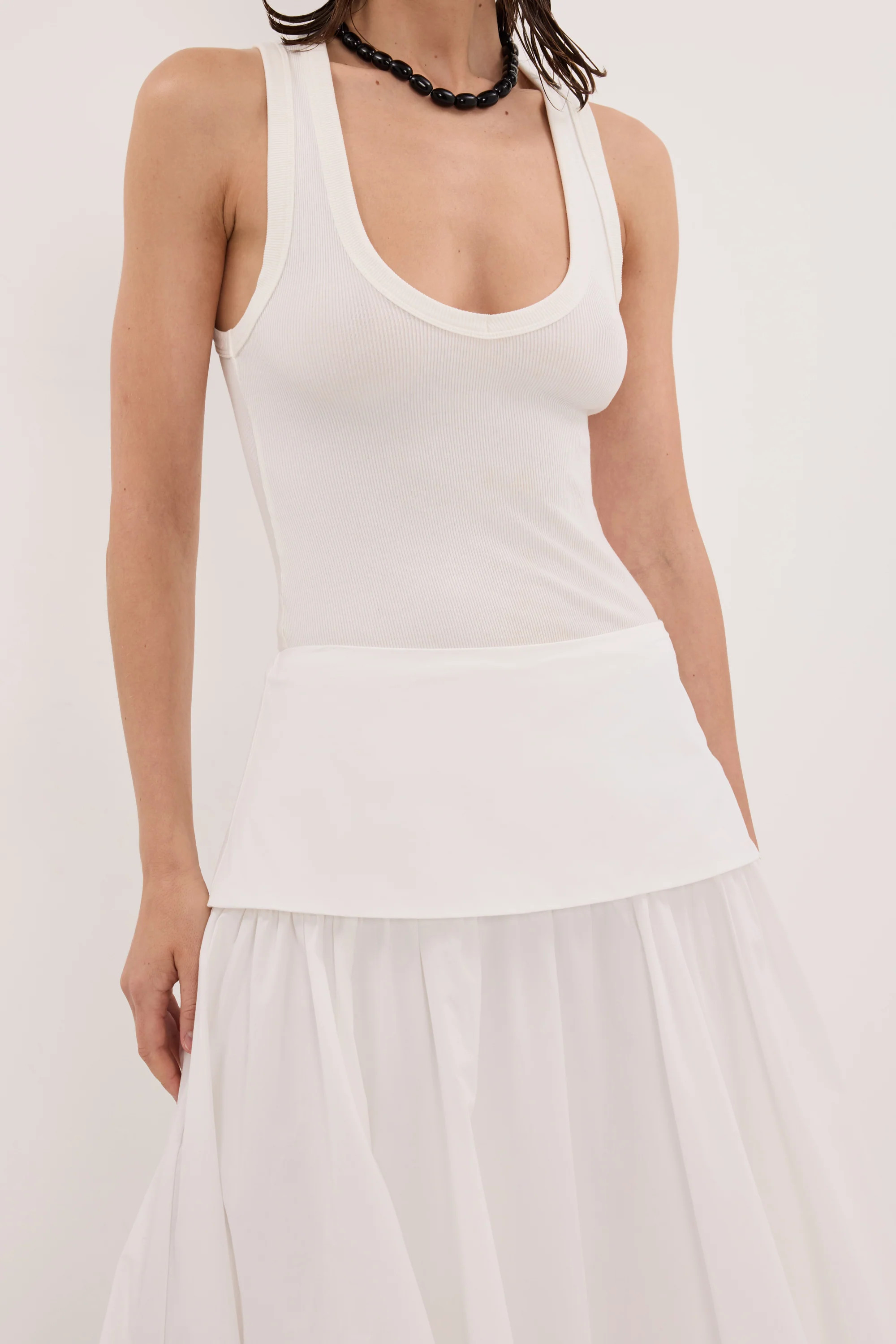 CLAIRE WHITE POPLIN MIDI SKIRT | DISSH