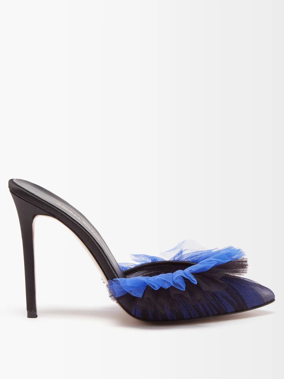 Karlie crystal-embellished tulle and satin mules | Matches (US)