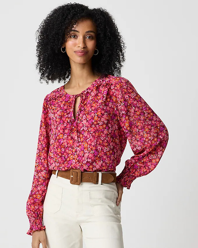 Tie-front long-sleeve top | J.Crew Factory
