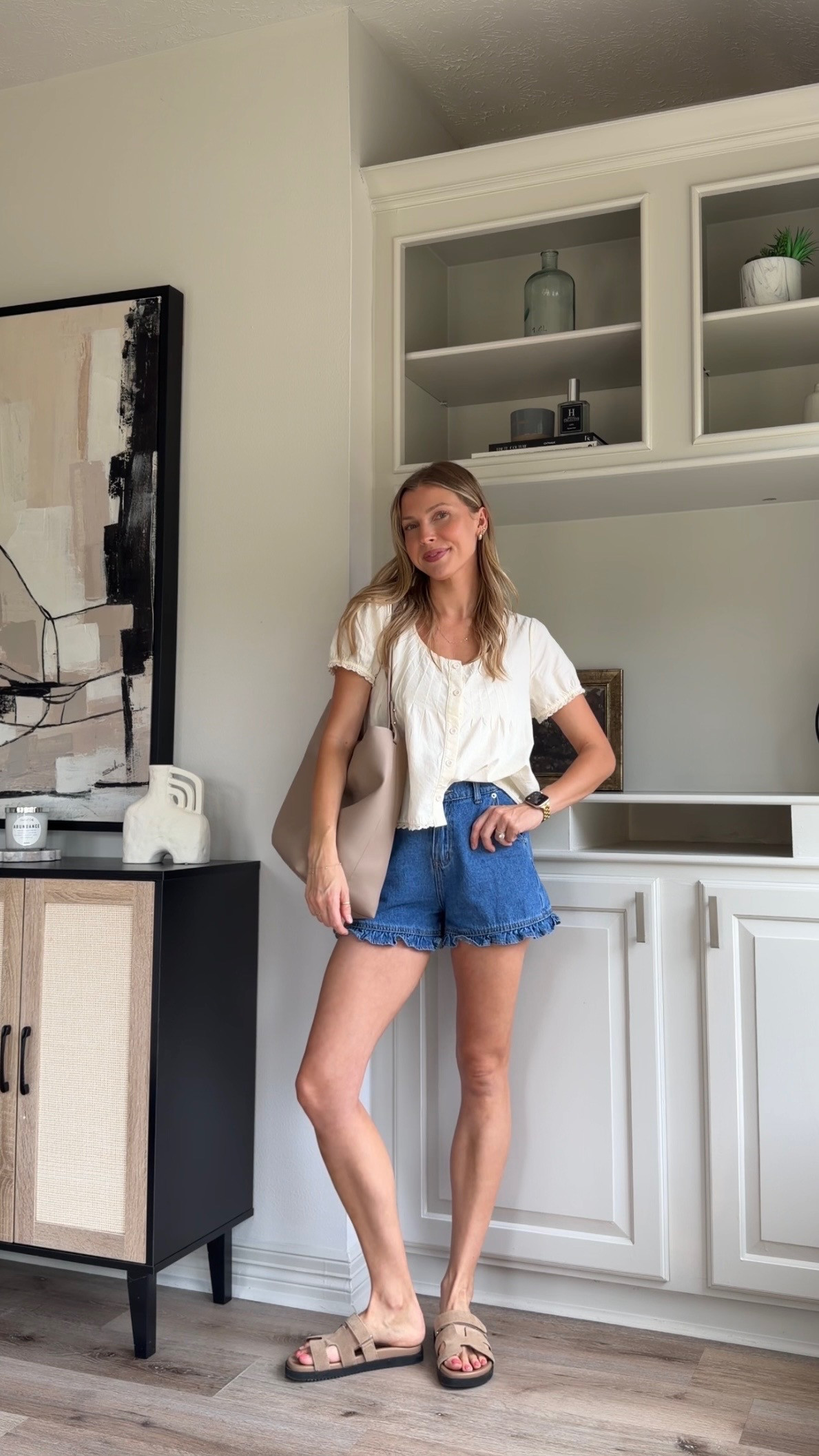 Summer capsule outfit | S in top (part of set) + 2 in ruffle denim 

 #LTKootd #LTKmomlife
