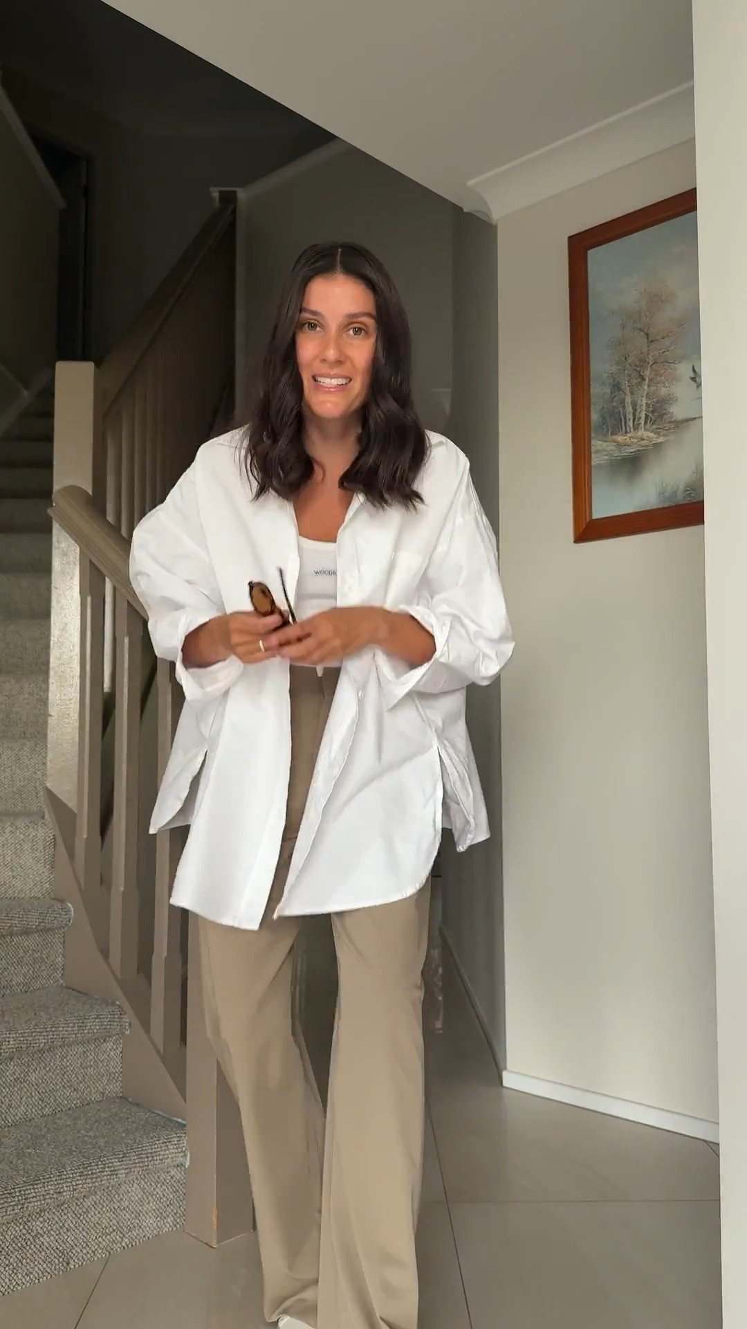 WFH uniform but elevated 🤍✨ The Rhea oversized shirt thrown over a crisp white tank + tailored brown pants = comfy, chic, and Zoom-ready in seconds x 

#LTKstyletip #LTKspring #LTKaustralia