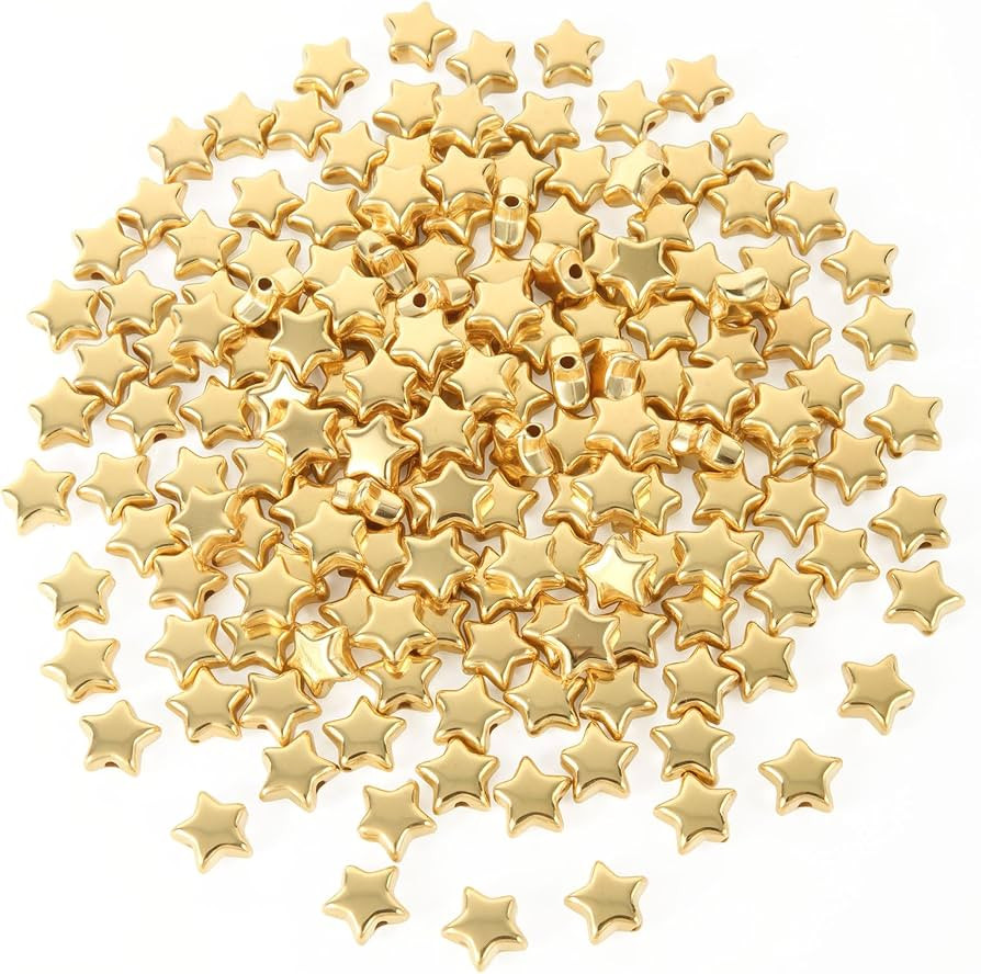 OIIKI 100 PCS Acrylic Star Shape Beads, Star Shape Charming Bead, Acrylic 8mm Beads for DIY Jewel... | Amazon (US)