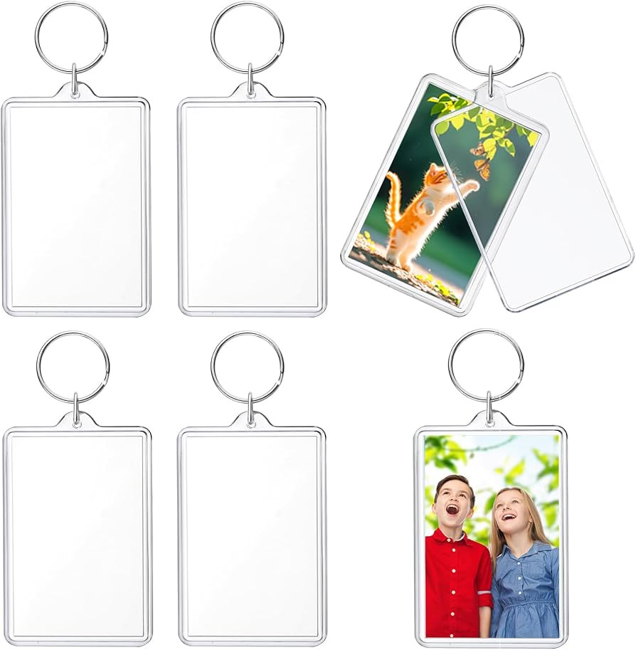 6 Pcs Photo Keychain (2 x 3inch) Transparent Picture Keychain, Acrylic Photo Insert Keychain Blan... | Amazon (US)
