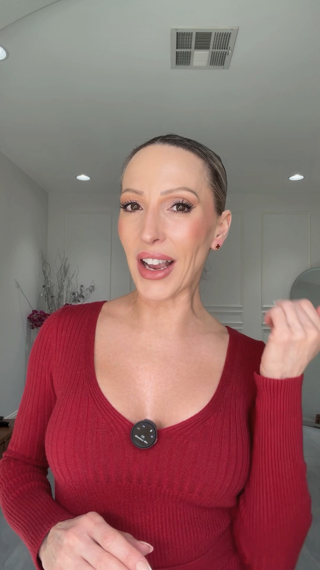 How to put flat back earrings on and off! Follow for more styling tips and fashion hacks. 
Wearing burgundy sweater dress and Van Cleef & Arpels Alhambra earrings. 

#LTKPetite #LTKootd #LTKvlog