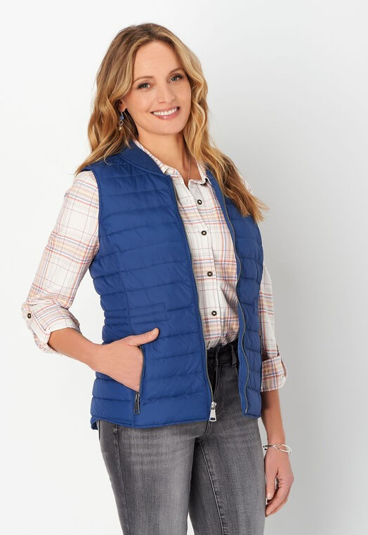Rib Trim Puffer Vest - CBK Web Store | Christopher & Banks (US)