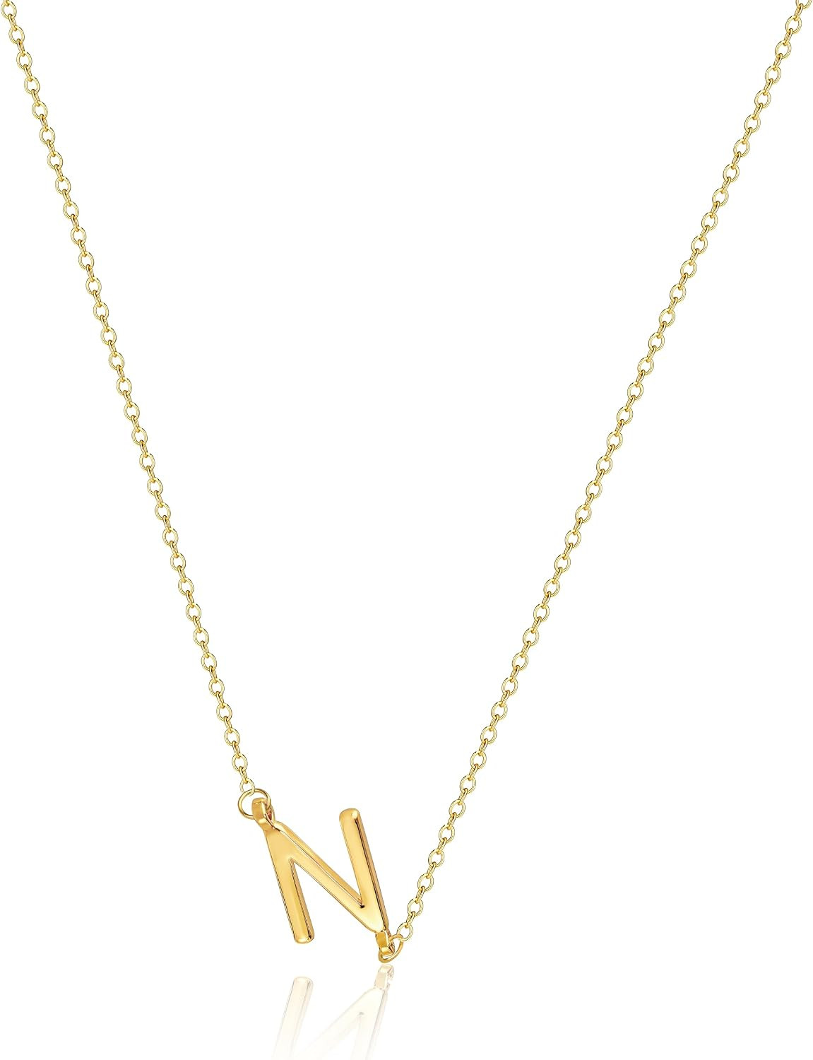LuckFairy Initial Necklaces for Women, Dainty Gold Letter Necklace 14k Gold Plated Sideways Initial Necklace Cute Name Simple Choker Necklaces for Women Trendy Jewelry Gifts | Amazon (US)
