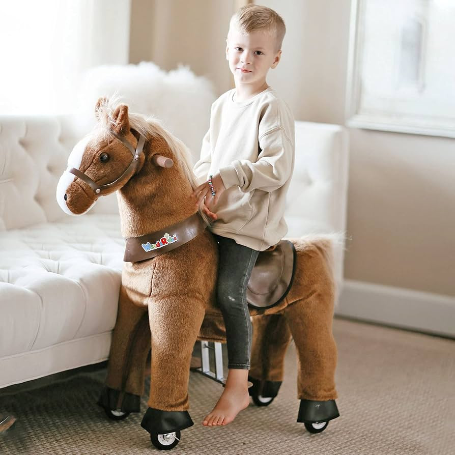 WondeRides Ride on Horse Riding Horse Pony Cycle Toy, 30.1 Inch Height Riding Pony Ride Plush Roc... | Amazon (US)