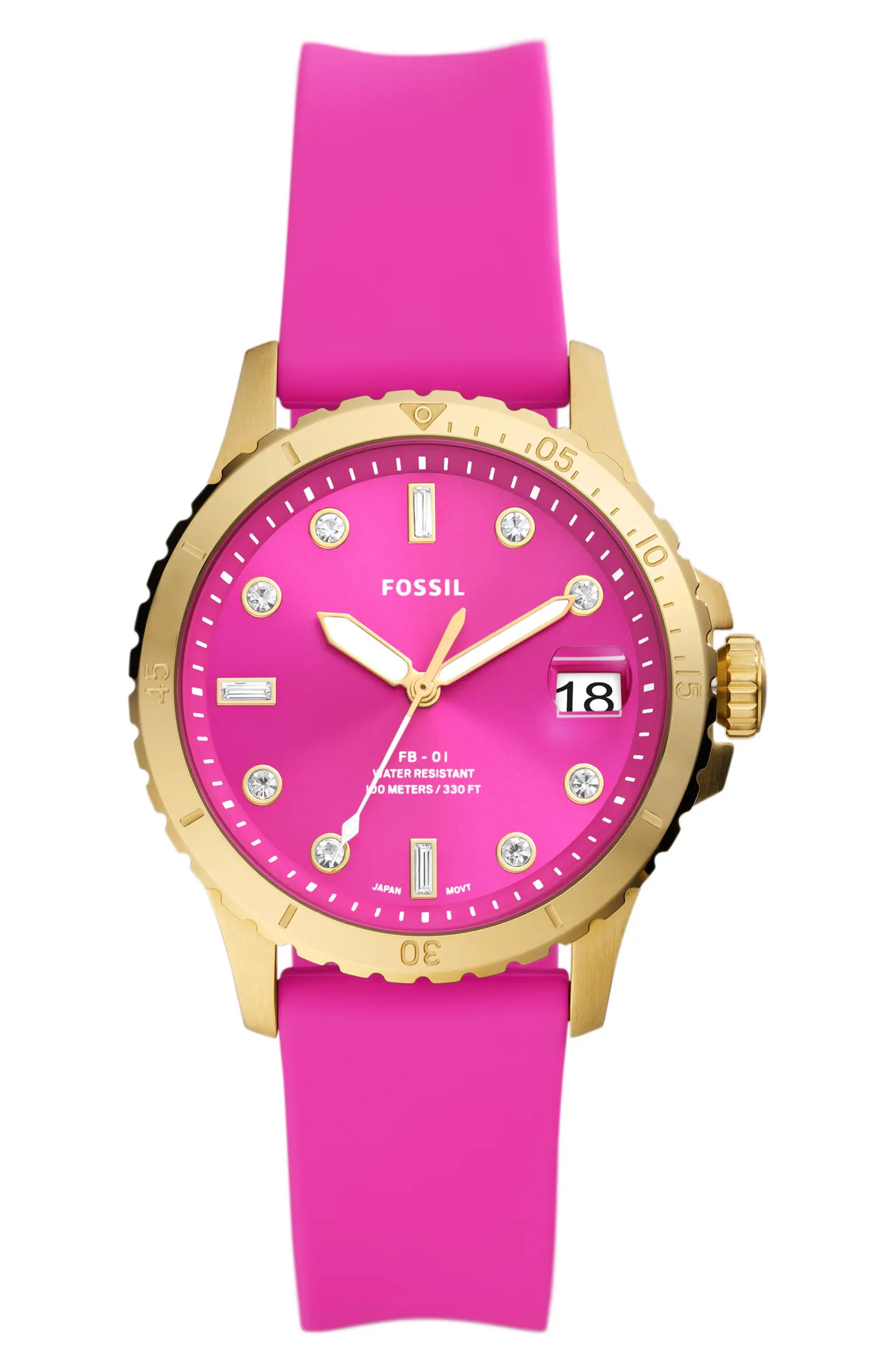 FB-01 Crystal Silicone Strap Watch, 36mm | Nordstrom