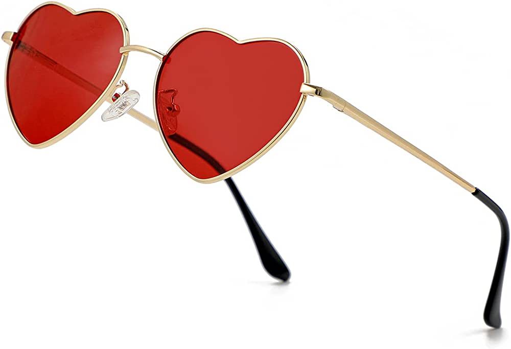 JOVAKIT Polarized Heart Sunglasses for Women Fashion Lovely Style Metal Frame UV400 Protection Lens | Amazon (US)