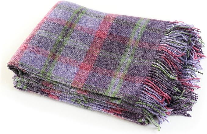 Genuine Irish, 100% Wool Throw & Toss Blanket, Traditional Plaid Print, Soft Warm Heirloom Qualit... | Amazon (US)