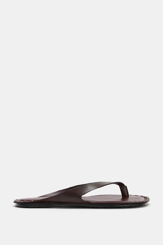 STUDDED LEATHER SANDALS | Zara Canada
