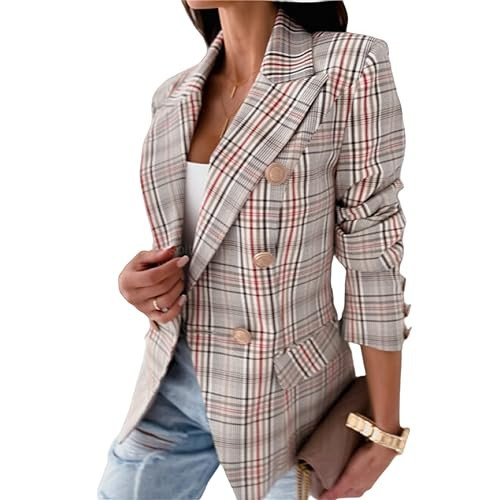 Blazers for Women Bussiness Casual Long Sleeves Open Front Blazer Jackets Print Dressy Work Office Trendy Suite Jacket | Amazon (US)