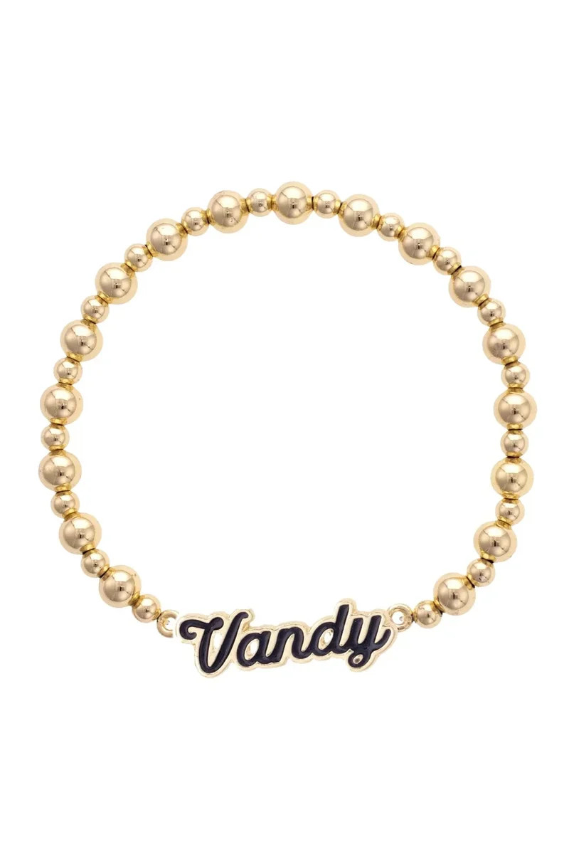 Vanderbilt Commodores Autograph Enamel Stretch Bracelet in Shiny Gold | CANVAS