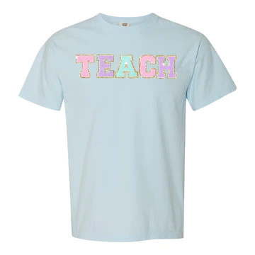 Teach Letter Patch Comfort Colors T-Shirt | United Monograms