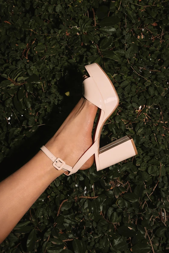 Theresa Bone Patent Platform Ankle-Strap Heels | Lulus (US)