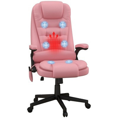 HOMCOM High-Back Massage Office Chair, Heated Reclining Computer Chair with Remote, Pink | Target