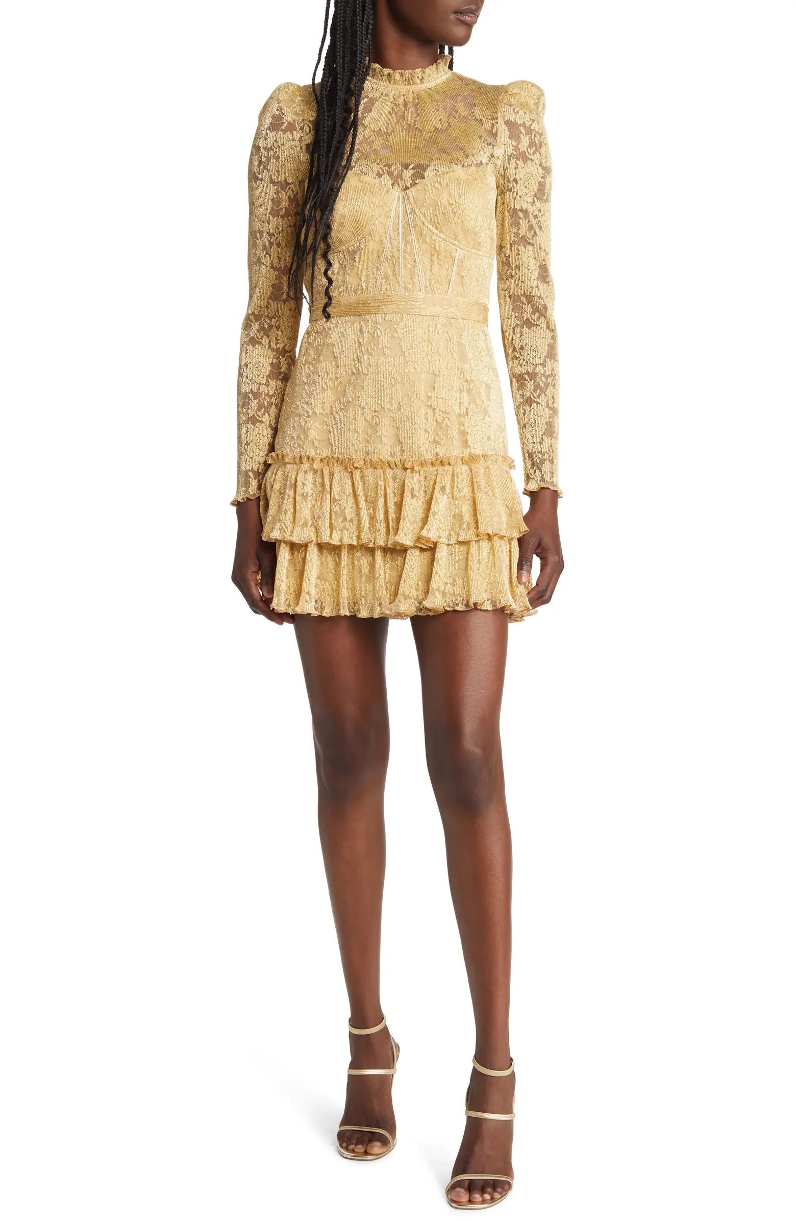 Adria Long Sleeve Lace Minidress | Nordstrom