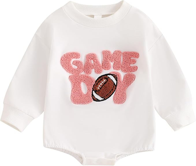Kislio Newborn Baby Boy Clothes Football Sport Sweatshirt Romper Game Day Letter Print Sweater To... | Amazon (US)