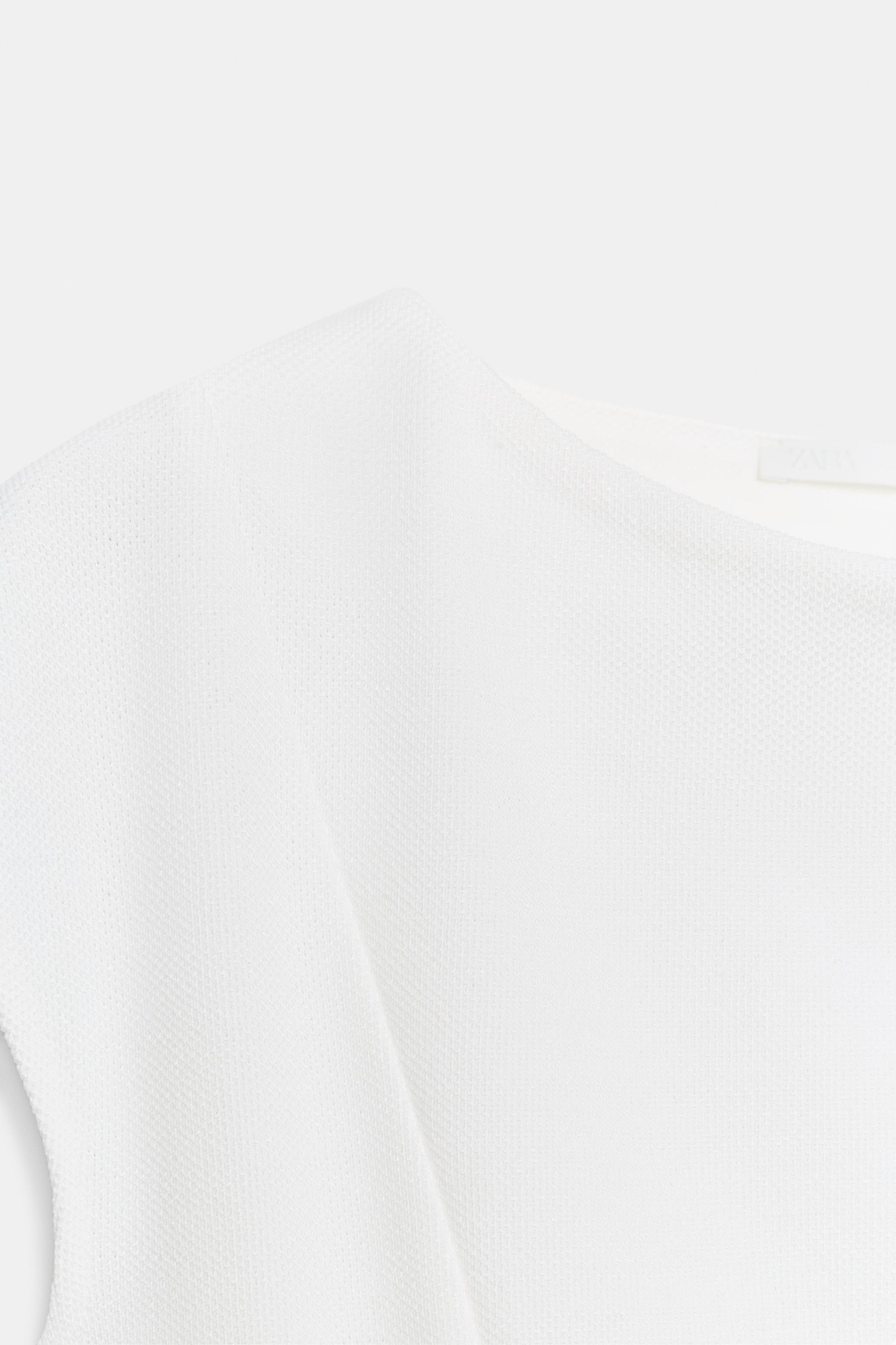 SHORT SLEEVE PIQU\u00c9 PEPLUM TOP | Zara US