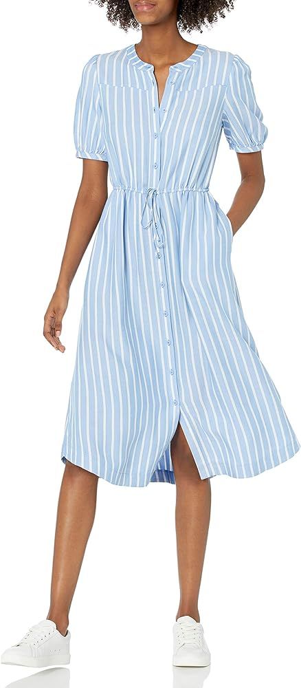 Amazon Essentials Women's Relaxed Fit Half-Sleeve Waisted Midi A-Line Dress | Amazon (US)