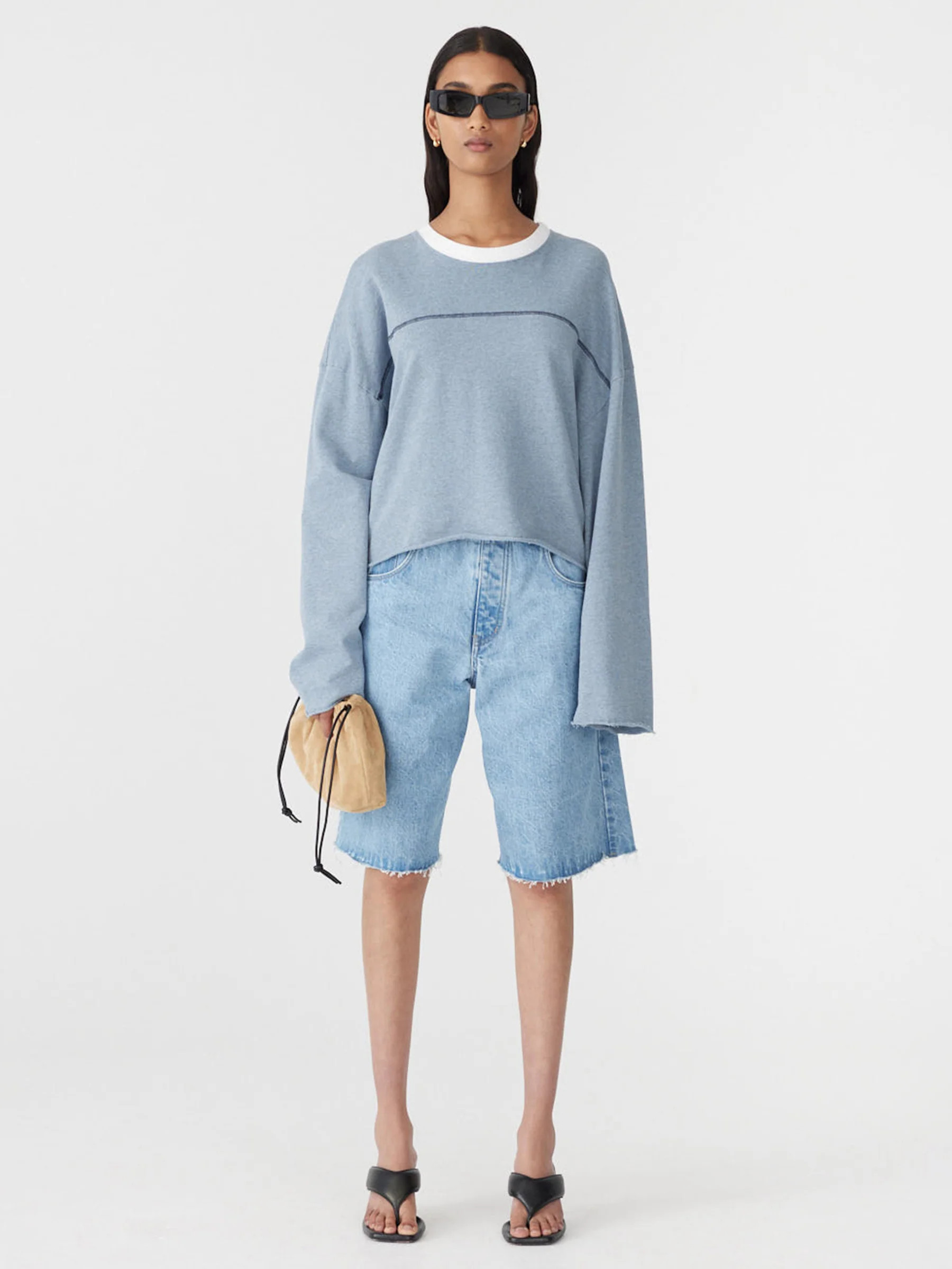 Terry Raw Long Sleeve Crop T-Shirt | Bassike