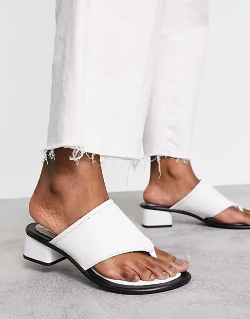ASRA Jammie toe post sandals in white leather | ASOS (Global)