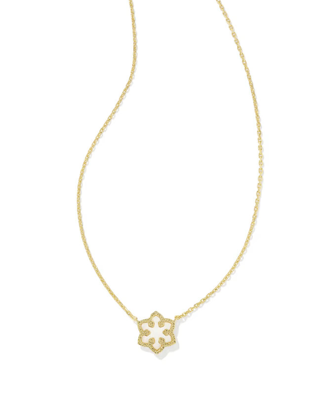 Snowflake Gold Short Pendant Necklace in White Kyocera Opal | Kendra Scott