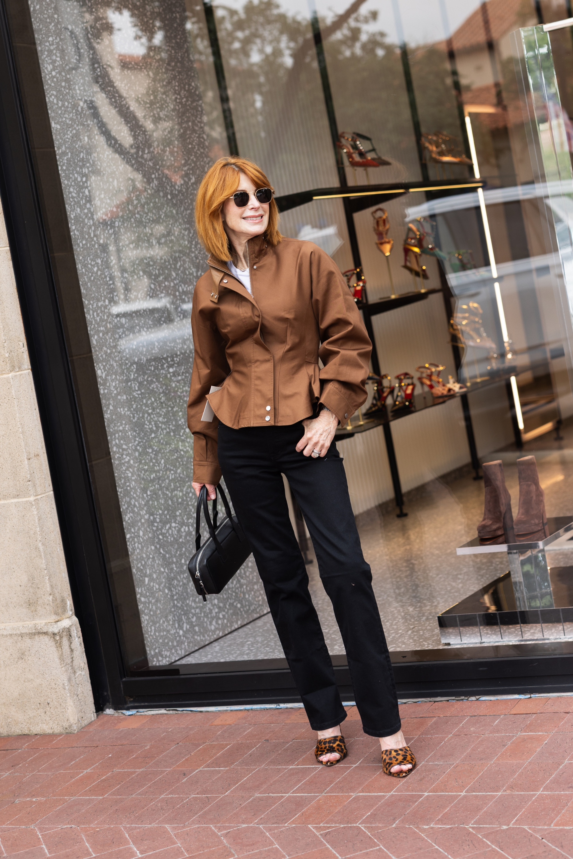 Brown, black, and leopard print — such a chic color mix for fall outfits. This jacket is the hero piece, but the leopard heels add just the right amount of personality without overdoing it. #LTKOver40 #FallOutfits #LeopardPrint #BusinessCasualWorkwear #DateNightOutfits 

 #LTKootd #LTKSeasonal #LTKOver40
