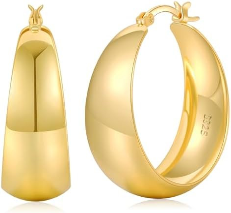 Senteria 12mm Wide Thick Hoop Earrings 925 Sterling Silver Hoop Earrings for Women Hypoallergenic... | Amazon (US)