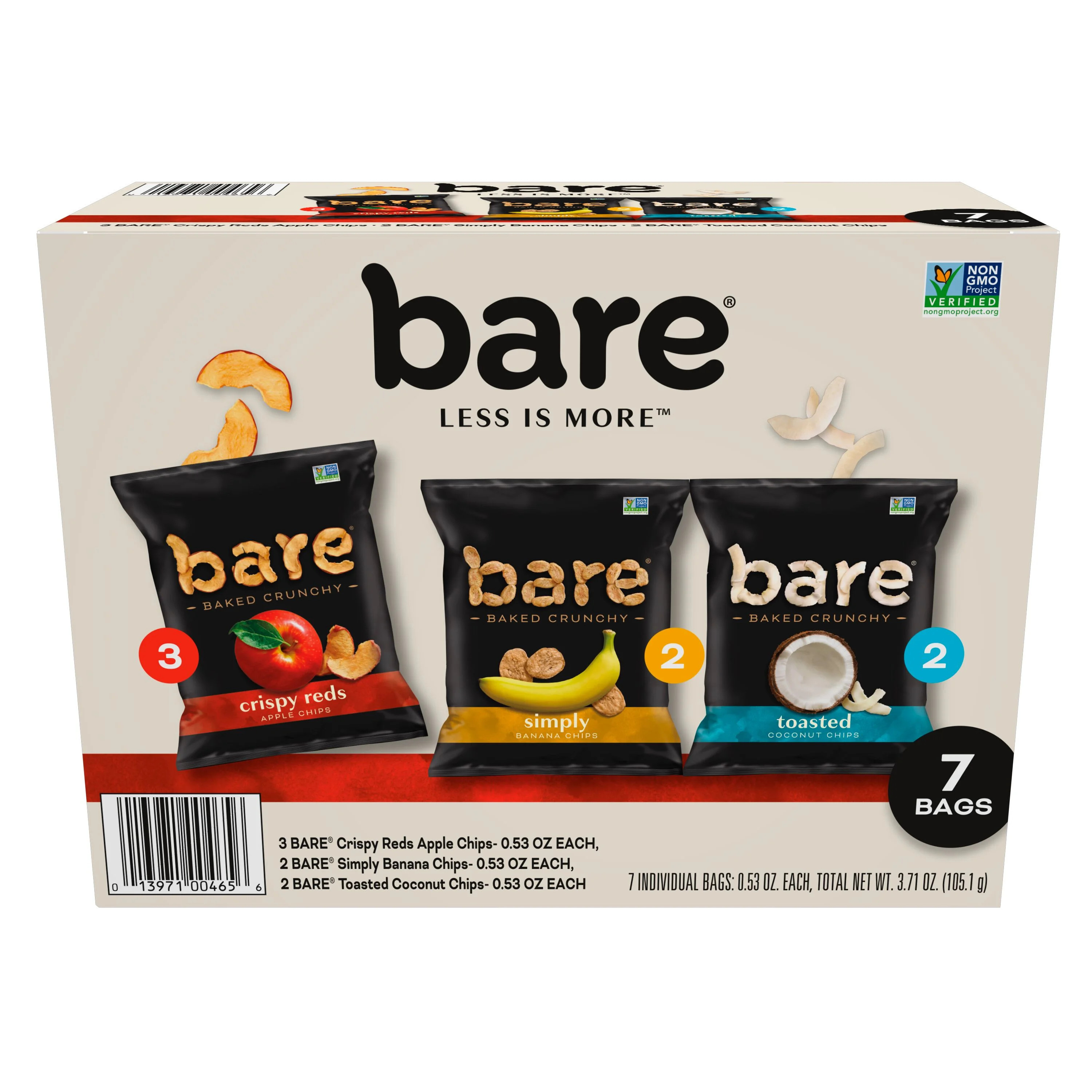 Bare, Baked Crunchy Fruit Chips Snack Pack, 0.53 oz Bags, 7 Count | Walmart (US)