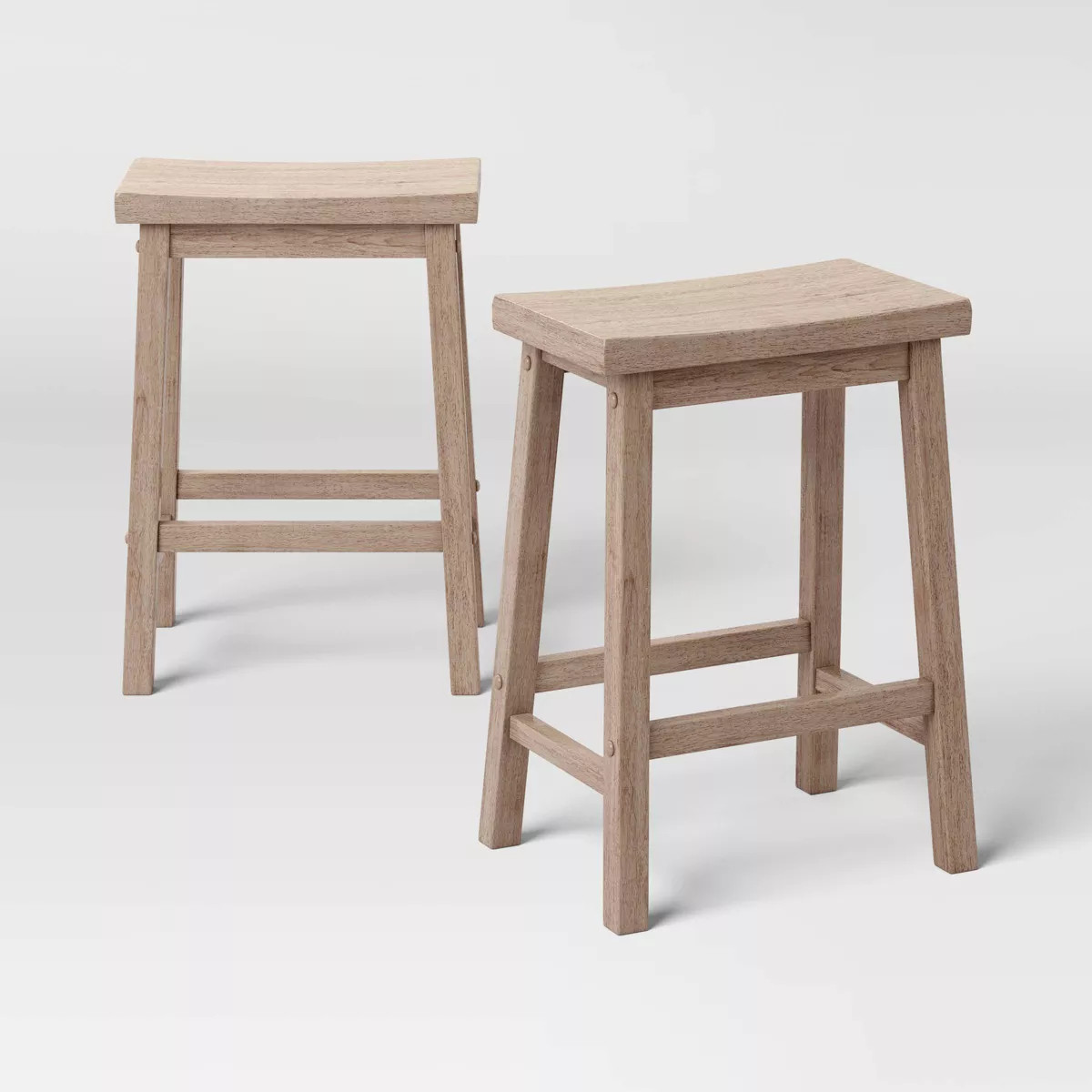 2pk 24" Solid Wood Saddle Counter Height Barstools Natural - Room Essentials™ | Target