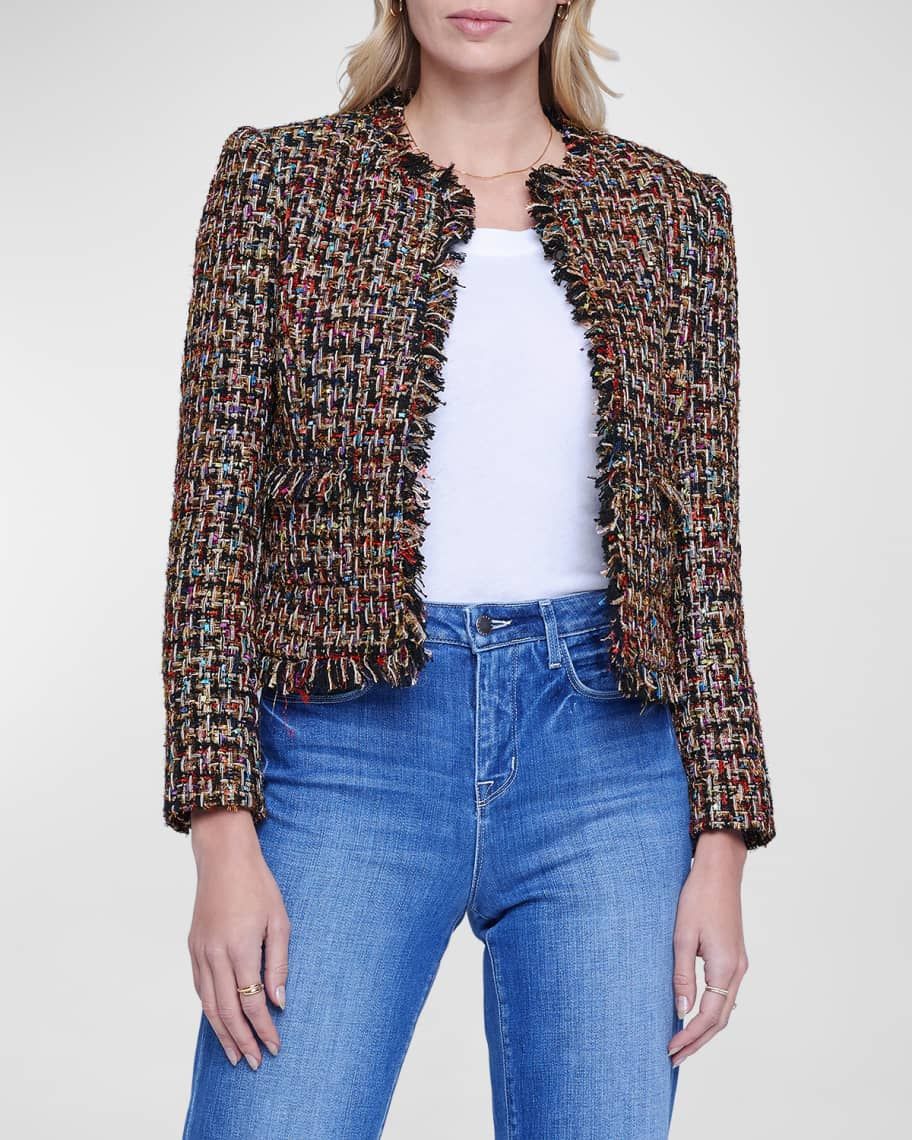 L'Agence Angelina Multicolor Tweed Jacket | Neiman Marcus