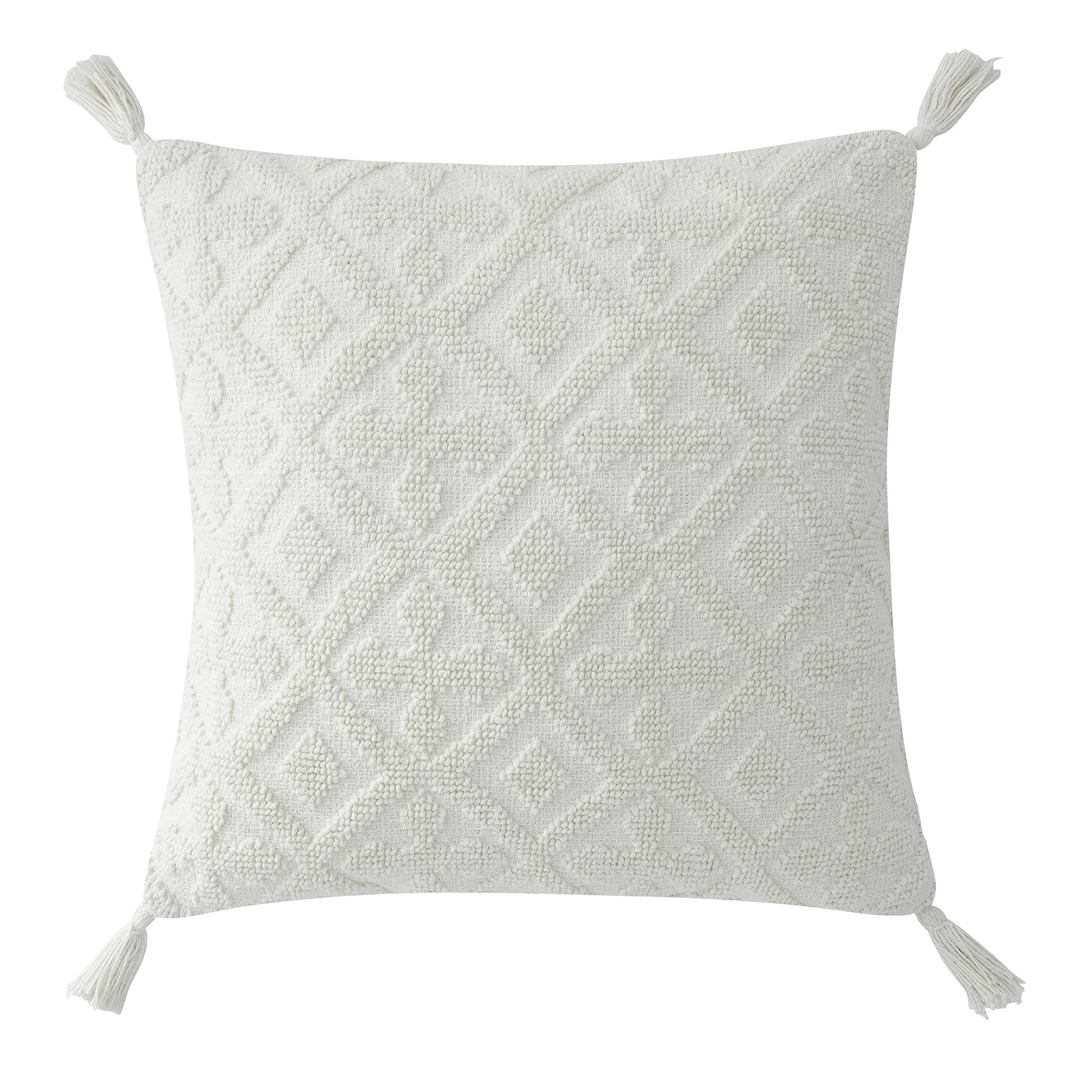 My Texas House Sutton Cotton Tufted Decorative Pillow, 20"x20", Coconut Milk | Walmart (US)