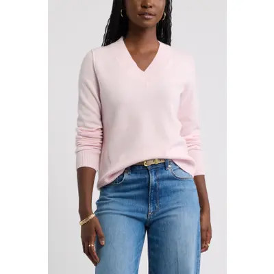 caslon(r) Wool & Cashmere V-Neck Sweater in Black Rock at Nordstrom, Size X-Small | Nordstrom