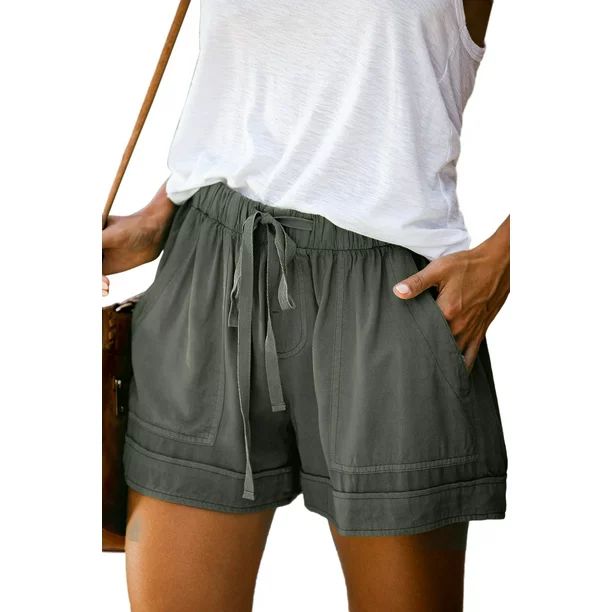 KISSMODA Loose Fit Shorts For Womens With Pockets Fashion Drawstring Elastic Waist Casual Shorts | Walmart (US)