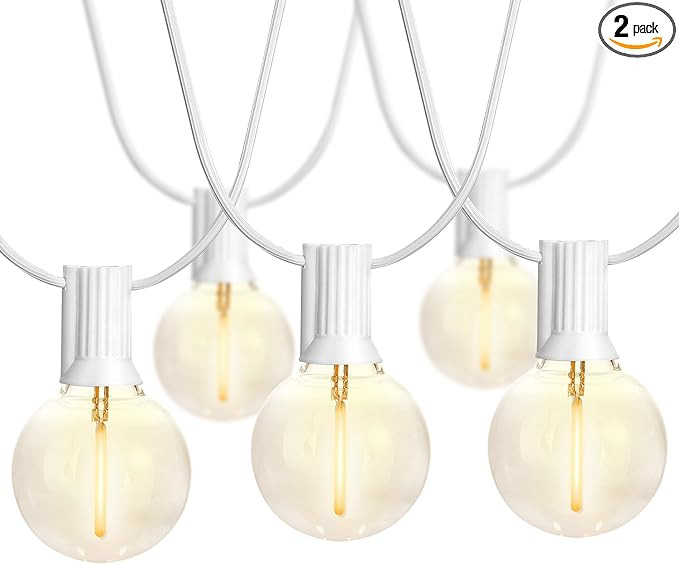 SUNTHIN White String Lights - 97FT with 49 G40 LED Bulbs (1 Spare), Waterproof Connectable Outdoo... | Amazon (US)