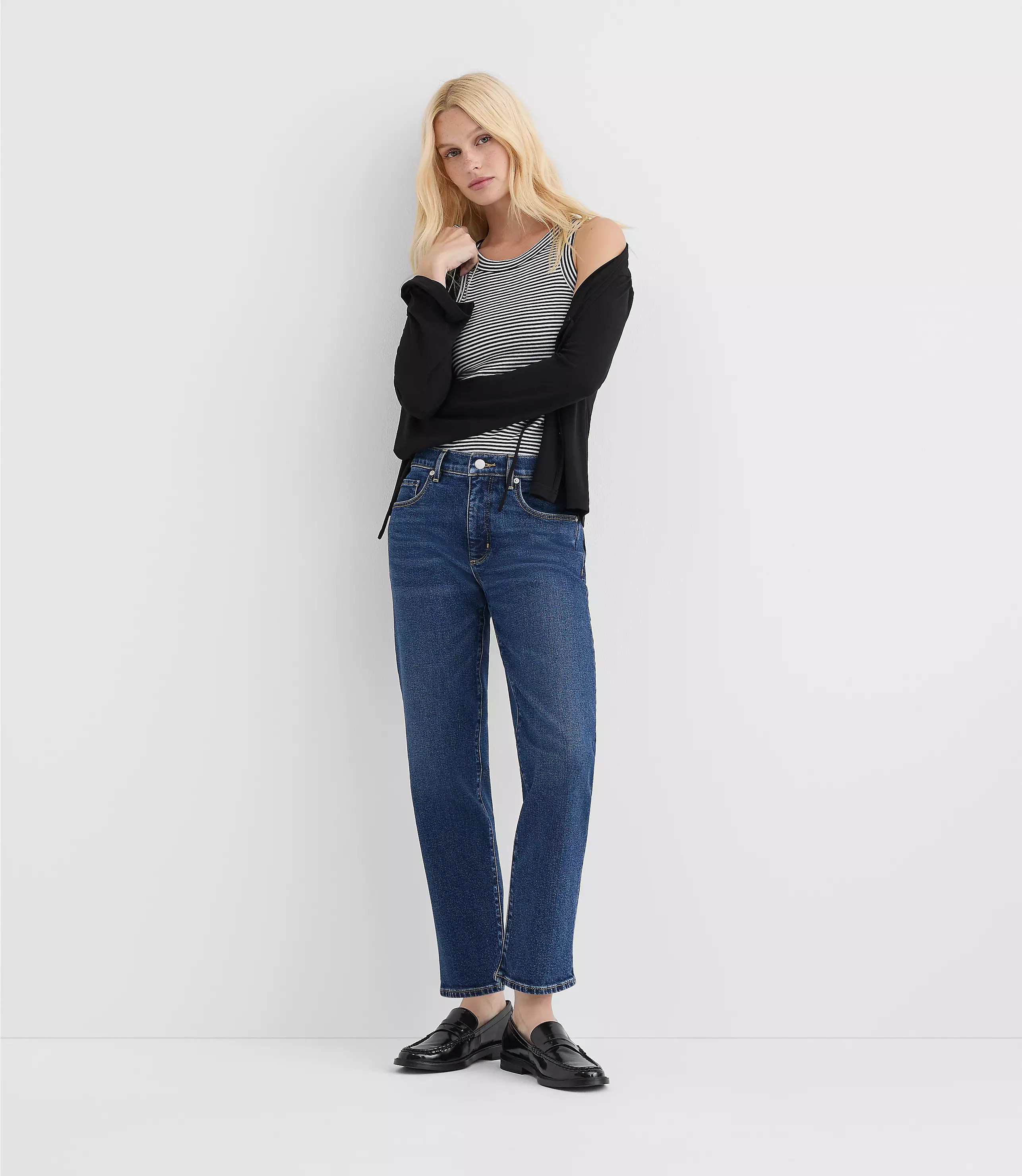 Rivete Mid Rise Slim Jeans in Muse Wash | LOFT