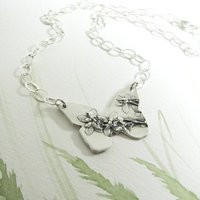 Butterfly Necklace, Cherish, Fine Silver Botanical Pendant & Sterling Wildflowers, By Silverwishes | Etsy (US)