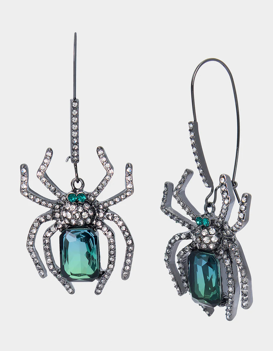 RICH WITCH SPIDER HOOK EARRINGS GREEN | Betsey Johnson