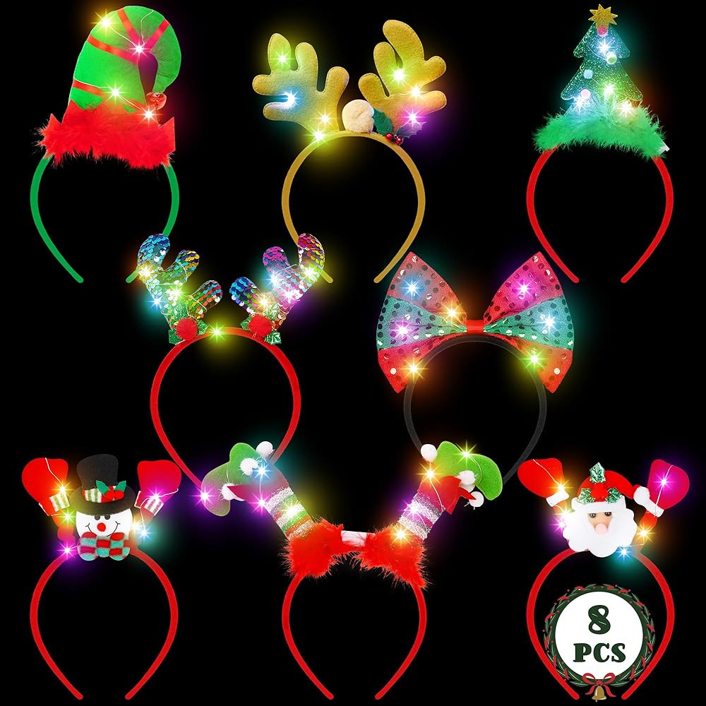Light Up Christmas Headbands, LED Christmas Headwear, Cute Christmas headband for Christmas Party... | Amazon (US)