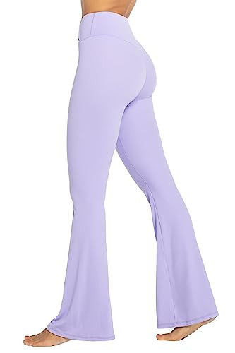 Sunzel Flare Leggings, Crossover Yoga Pants with Tummy Control, High Waisted and Wide Leg, No Front Seam Lilac XX-Large 32" Inseam | Amazon (US)