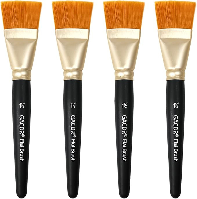 1 1/2 inch Flat Paint Brushes for Acrylic Painting,4 Pieces 38mm Large Craft Basecoating PaintBru... | Amazon (US)