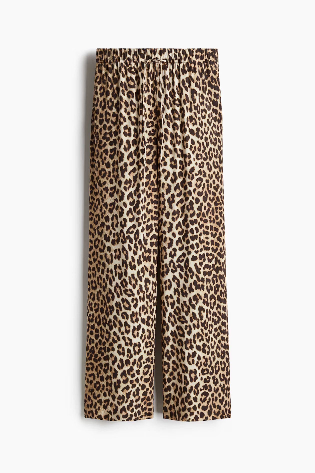 Women's Beige/leopard print Wide-cut Pull-on Pants | H&M US | H&M (US, CA, MX)