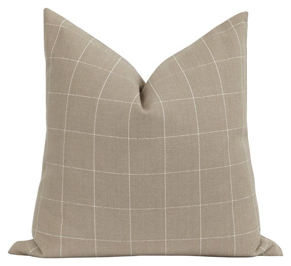 Fayette Oatmeal Woven Plaid Pillow | Land of Pillows