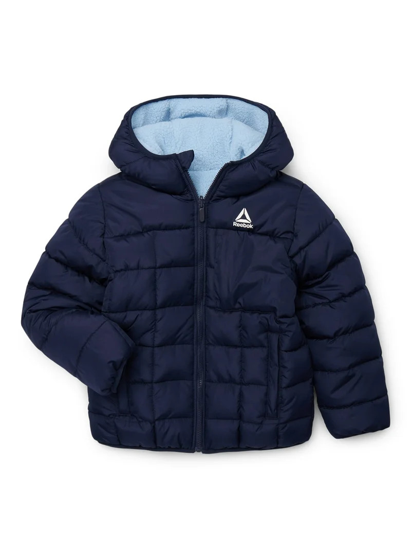Reebok Boys Reversible Quilted Puffer Hooded Jacket, Sizes S-2XL | Walmart (US)
